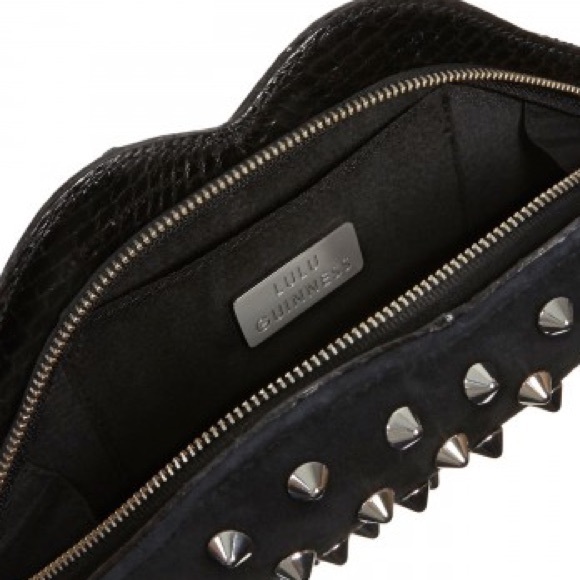 ✨LULU GUINNESS✨Black Studded Snake Lip Clutch Bag - Picture 5 of 12